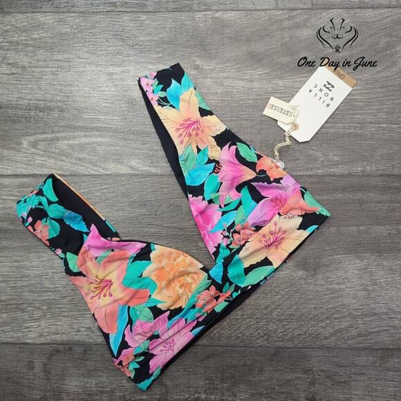 Billabong Tropic Time Reversible Plunge Bikini Top Size M - Picture 4 of 7